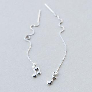 925 Sterling Silver Musical Note Threader Earrings