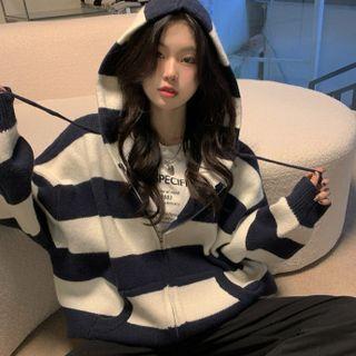 Hood Zip Jacket Stripes - Blue & White - One Size
