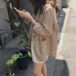 Single Button Plain Blazer As Shown In Figure - One Size