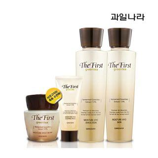 Kwailnara - The First Green Tea Moisture Hyo Special Set: Skin 150ml + Emulsion 15ml + Cream 50ml + Sleeping Pack 50ml 4pcs