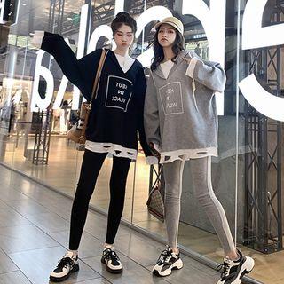 Set: Mock-two-piece Hoodie + Leggings