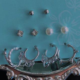 Set Of 6: Earring (various Designs) 0153a# - Set - Classic Earrings - Silver - One Size