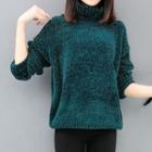 Turtleneck Velvet Long-sleeve Sweater