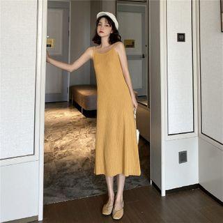 Plain Striped Sleeveless Skinny Dress