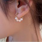 Faux Pearl Alloy Hoop Earring A3672 - 1 Pair - White - One Size