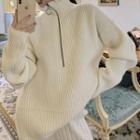 Half Zip Sweater White - One Size