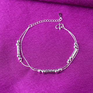 925 Sterling Silver Bead Layered Bracelet / Anklet