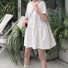 Button Short-sleeve A-line Dress White - One Size