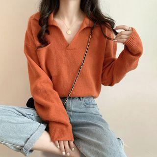 Collared Knit Cropped Top