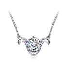 925 Sterling Silver Twelve Horoscope Aries Necklace With White Cubic Zircon