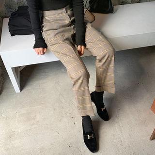 Band-waist Checked Pants One Size