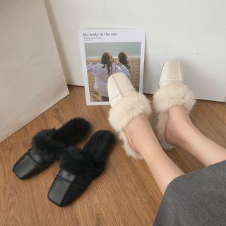 Square Toe Furry Trim Mules