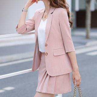 3/4-sleeve Blazer / Mini A-line Skirt / Set