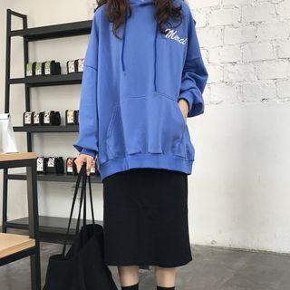 Printed Hoodie / Split Hem Midi H-line Skirt