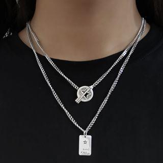 Star / Tag Pendant Alloy Necklace