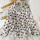 Heart-print Loose Long Shirt White - One Size