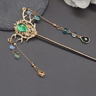 Retro Beaded Hair Pin 1 Pc - Z135 - Gold - One Size