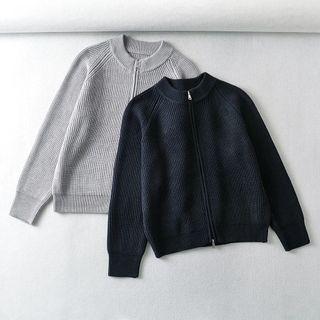 Long Sleeve Zip-up Loose-up Knit Jacket