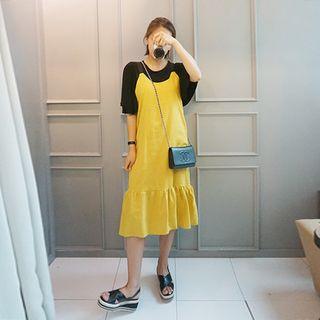 Linen Blend Sleeveless Ruffle-hem Dress