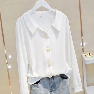 V-neck Chiffon Long-sleeve Shirt