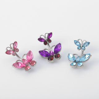 Faux Crystal Butterfly Navel Stud
