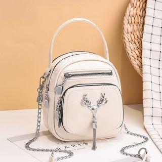 Chain Zip Top Handle Crossbody Bag