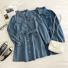 Plain Single-breasted Denim Dress