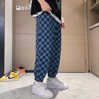 Checkerboard Drawstring Jeans