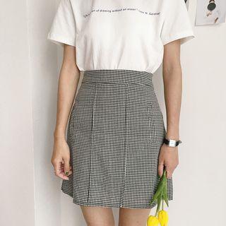 Check High-waist Skirt
