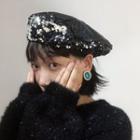 Sequined Beret As Figure - One Size