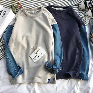 Panel-sleeve Slit-side Pullover