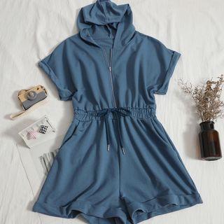 Short-sleeve Hooded Romper