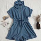 Short-sleeve Hooded Romper