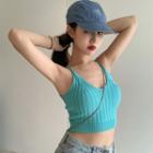 V-neck Knit Tank Top / V-neck Spaghetti-strap Dress