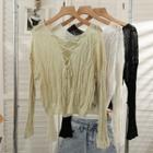 Tie-back Open-knit Crop Top