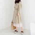 Batwing-sleeve Trench Coat Almond - One Size