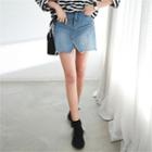 Slit-front Denim H-line Miniskirt