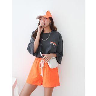 Plus Size Neon-color Letter Oversized T-shirt