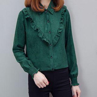 Fleece-lined Frill Trim Shirt