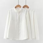 Long-sleeve Embroidered Button-up Blouse