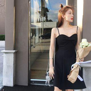 Rhinestone Spaghetti-strap A-line Dress
