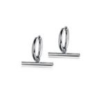 Simple And Fashion Geometric 316l Stainless Steel Stud Earrings Silver - One Size