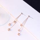 Alloy Caged Rhinestone Fringed Earring Gold - One Size