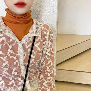 Turtleneck Long-sleeve Top / Lace Long-sleeve Top