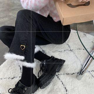 Fluffy Trim Boot-cut Jeans