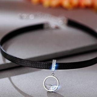 Rhinestone Hoop Pendant Choker