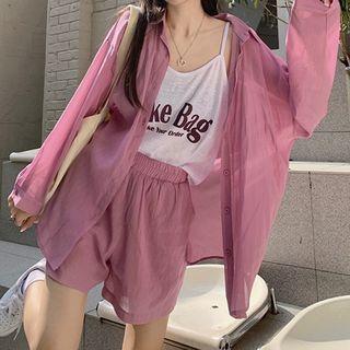 Sheer Light Jacket / Shorts / Camisole Top