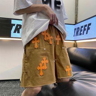 Cross Applique Loose Fit Shorts