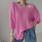 3/4 Sleeve Applique Oversized Knit Top
