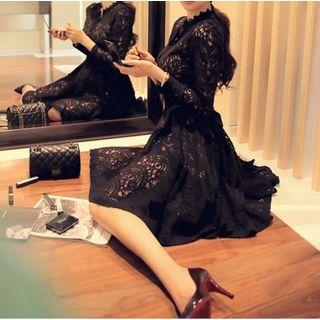 Lace Long Sleeve A-line Dress